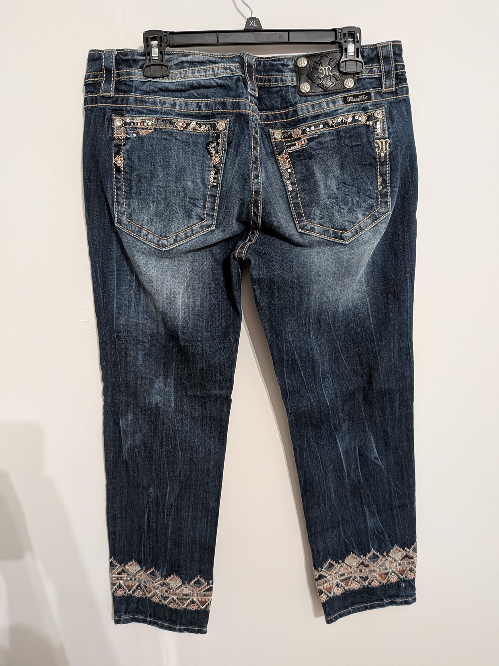 Miss Me Dark Wash Cropped Jeans with Embroidered Ankles - Picture 6 of 11
